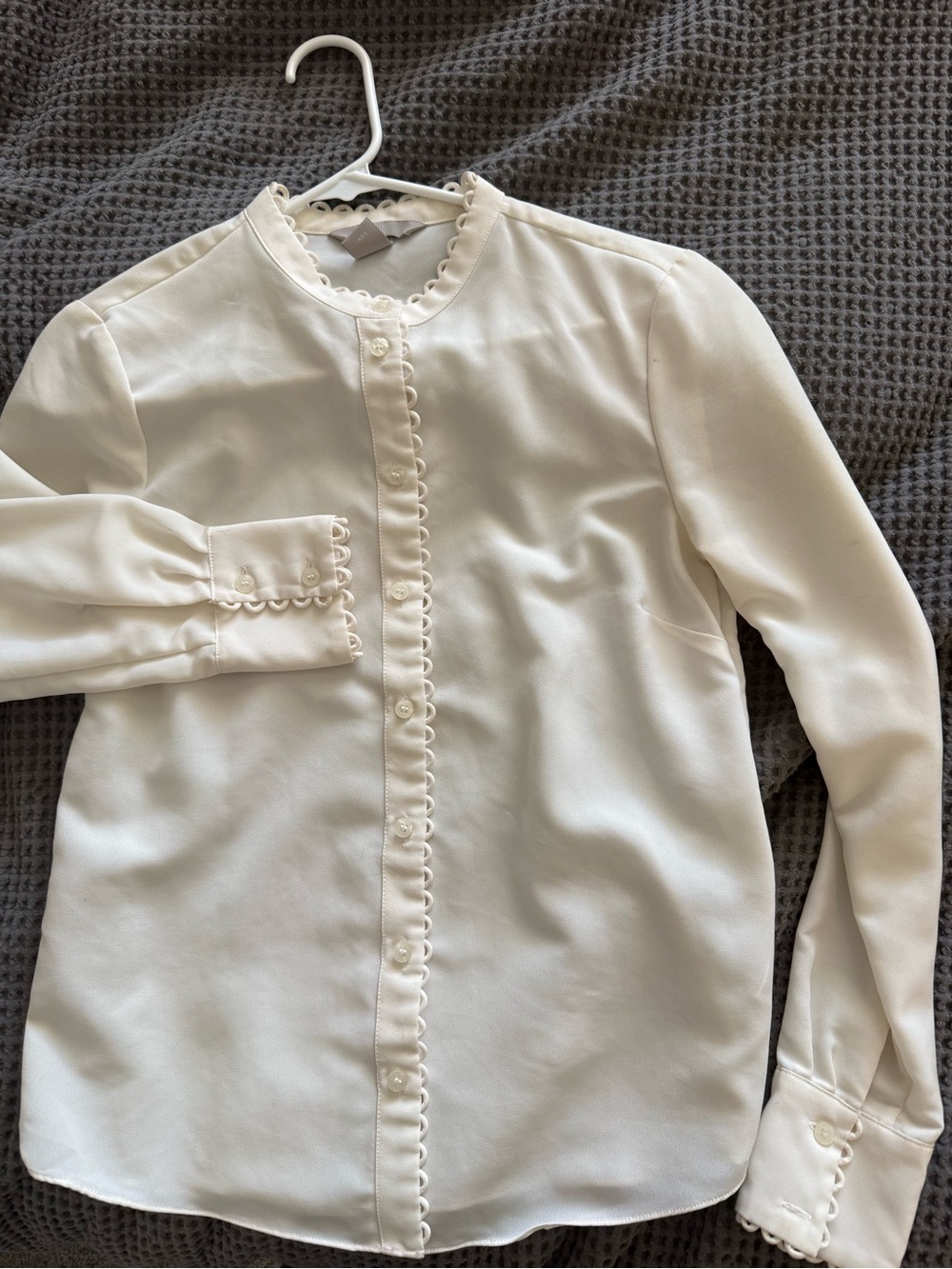 H&M Cream Scallop-Trim Button Down Shirt